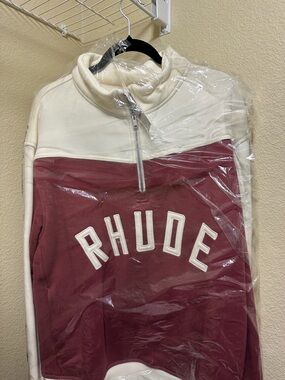 Rhude Cream and Black Zip-Neck Pullover